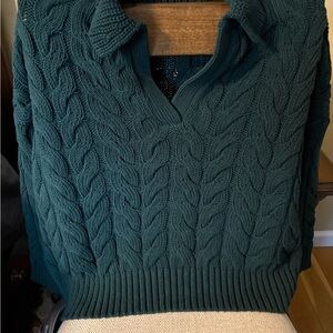 LOFT Hunter Green V-Neck Sweater